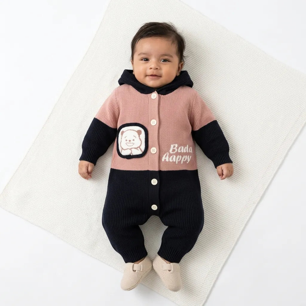 Winter Lilac & Black Bada Aappy Romper