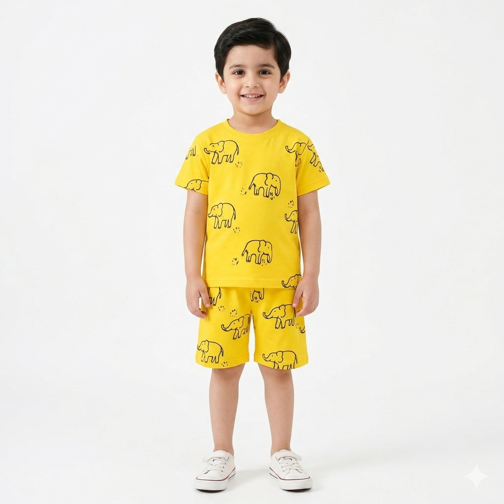 Yellow Elephant Summer Coord Set (2-Piece) - Lil' Cubs