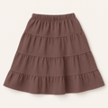 "Girls tiered pinstripe skirt in dusty mauve – ages 4–10"