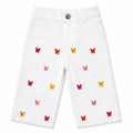 Girls White Butterfly Embroidered Denim Jeans