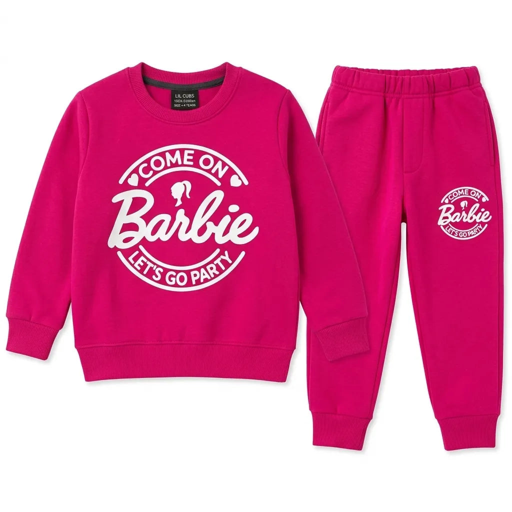 Girls Baby Pink Barbie Winter Coord Set (2 Piece) - Size 1 - 12 Years