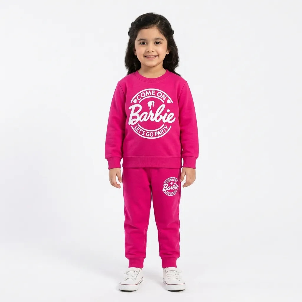 Girls Baby Pink Barbie Winter Coord Set (2 Piece) - Size 1 - 12 Years