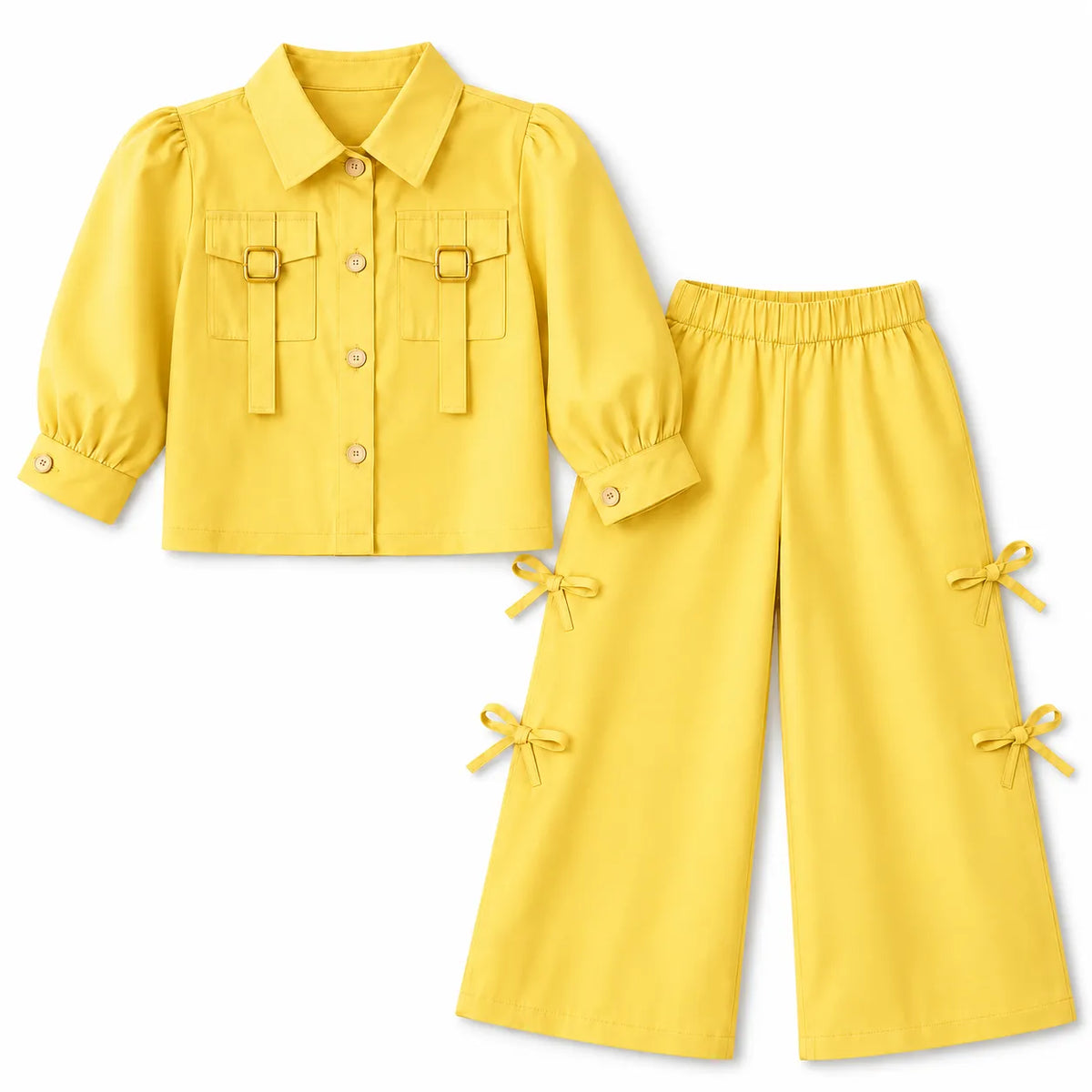 Girls Baby Yellow Cotton Coord Set (2 Piece) - Age 2 - 10 Years