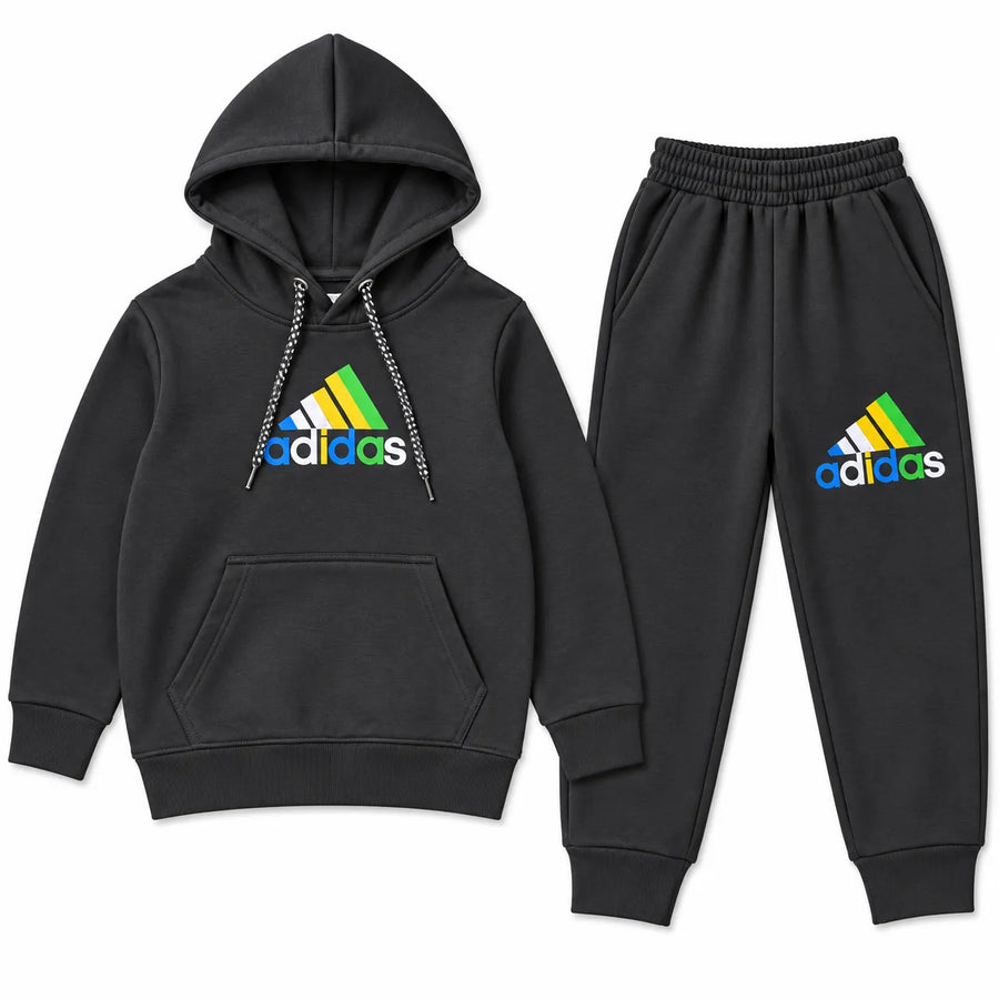 Boys Black Adidas Pocket Winter Hoodie Coord Set (2 Piece) - Size 1 - 12 Years