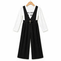 Girls Black All Good Print Dangri Jumpsuit – 2 Piece (Size 4 - 10 Years)
