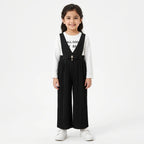 Girls Black All Good Print Dangri Jumpsuit – 2 Piece (Size 4 - 10 Years)