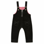 Girls black corduroy dangri for ages 2-5 years, featuring a stylish, soft textured sleeveless jacket from Lil' Cubs.