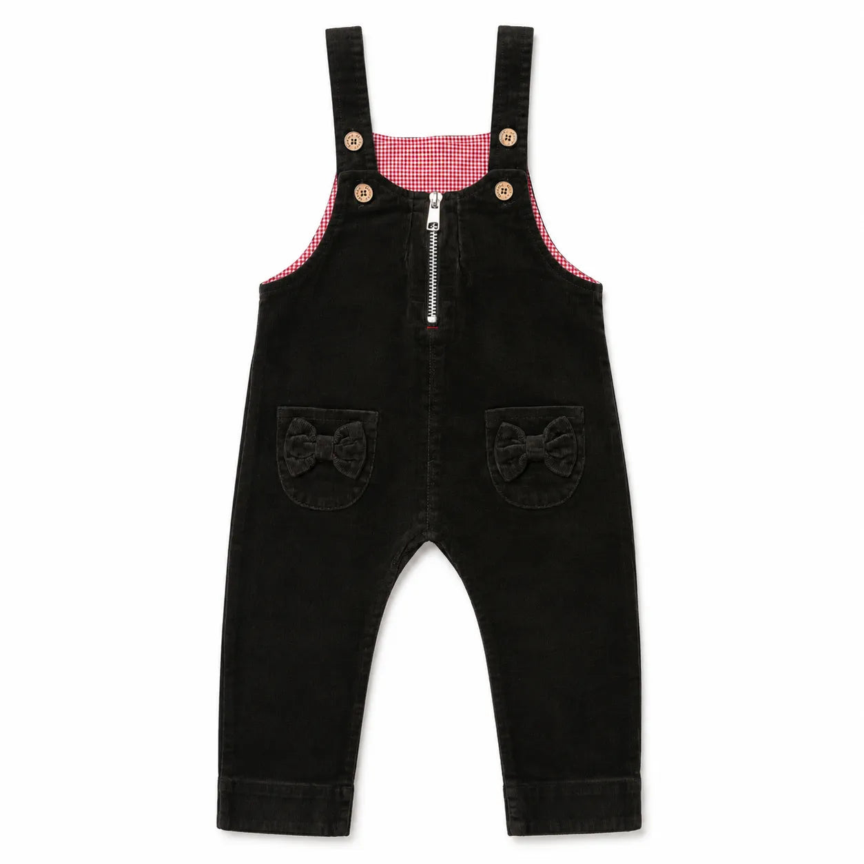 Girls Black Corduroy Dangri (Size 2-5 Years)