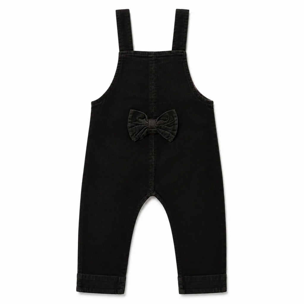 Girls Black Corduroy Dangri (Size 2-5 Years)