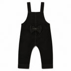 Black corduroy dangri for girls in size 2-5 years by Lil' Cubs, featuring a sleeveless design and button closure.