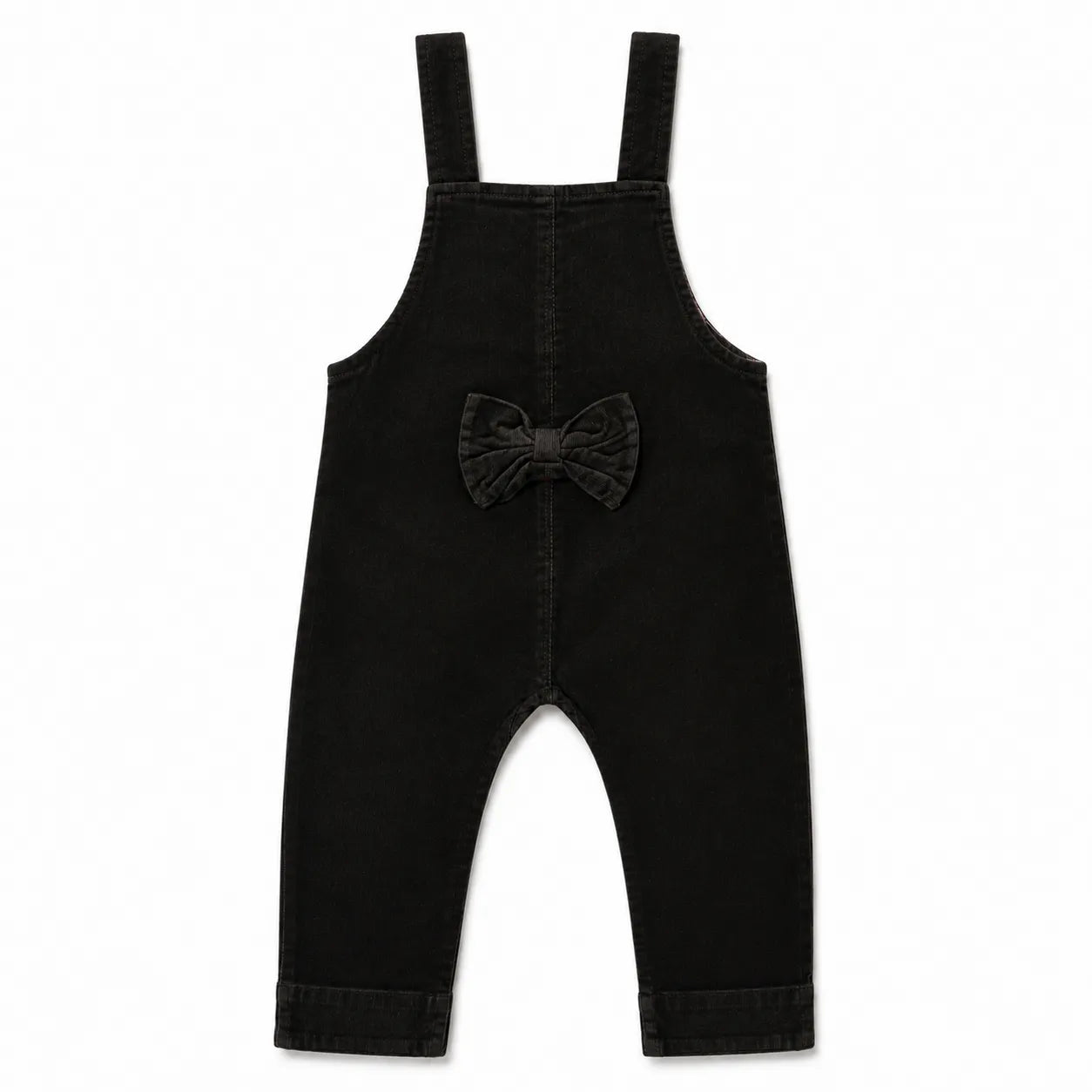 Girls Black Corduroy Dangri (Size 2-5 Years)