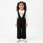 Girls Black Hello Kitty Print Dangri Jumpsuit – 2 Piece (Size 4 - 10 Years)