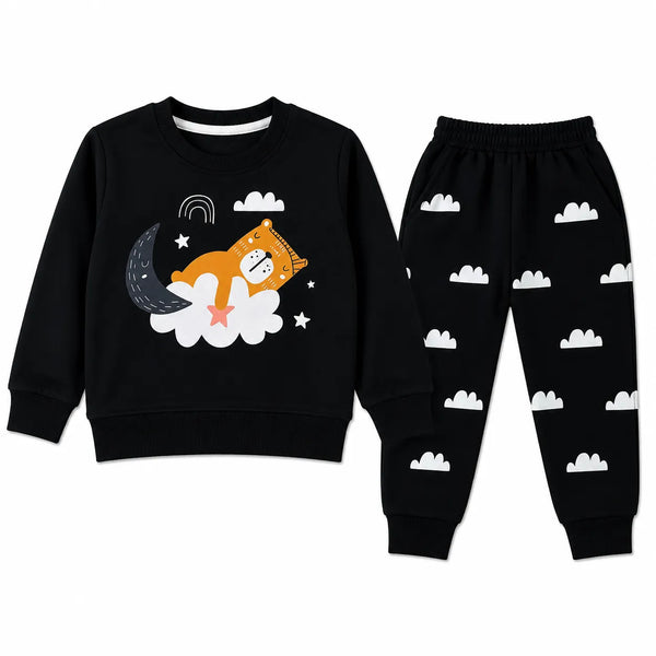Girls Black Sleeping Cloud Winter Coord Set (2 Piece) - Size 1 - 12 Years