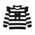 Girls Black & White Lining with Bow Winter Coord Set (2 Piece) - Size 1 - 12 Years