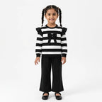 Girls Black & White Lining with Bow Winter Coord Set (2 Piece) - Size 1 - 12 Years