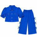 Girls Blue Cotton Coord Set (2 Piece) - Age 2 - 10 Years