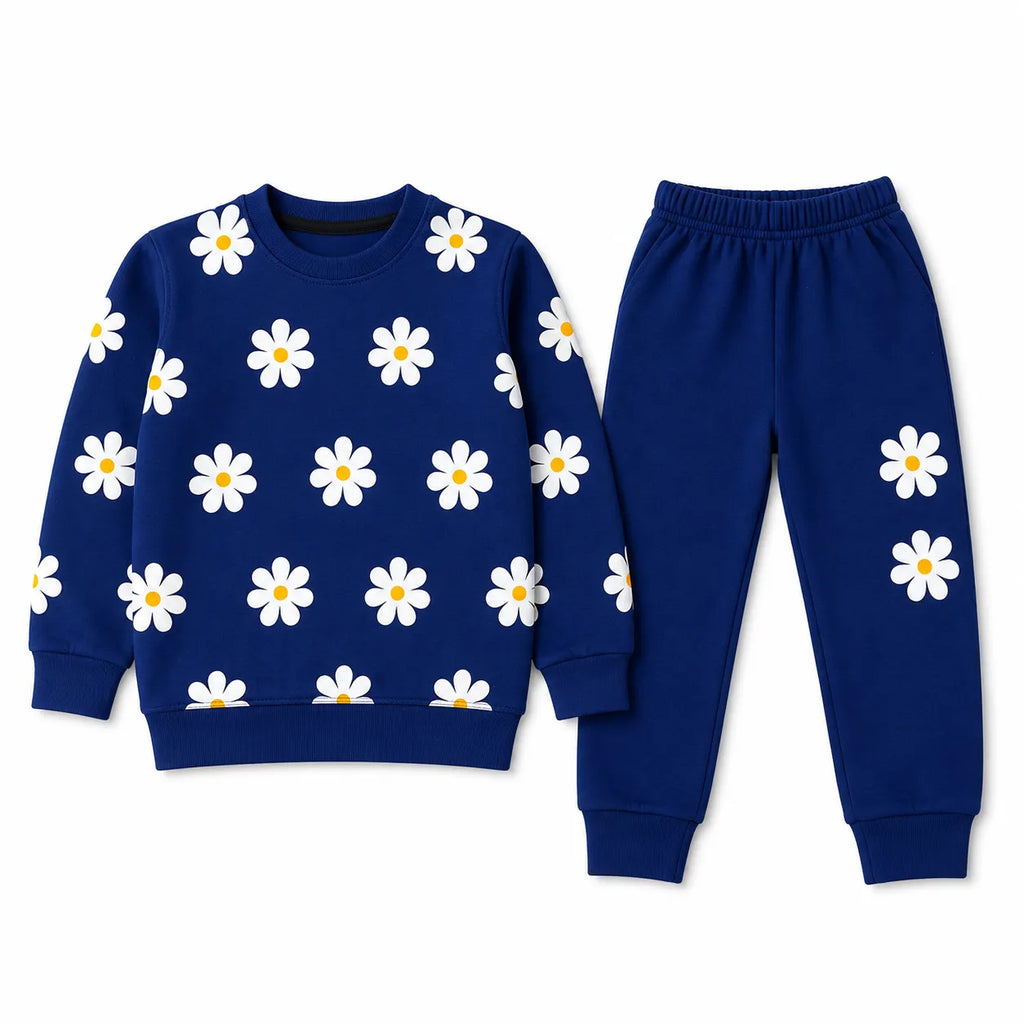 Girls Blue Floral Winter Coord Set (2 Piece) - Size 1 - 12 Years