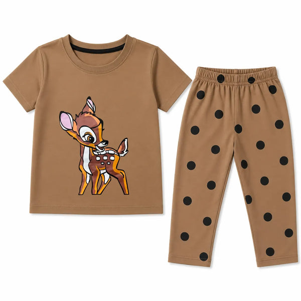 Girls Brown Bambi Summer Coord Set (2 Piece) - Age 1 - 12 Years