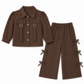 Girls Brown Cotton Coord Set (2 Piece) - Age 2 - 10 Years