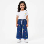 Girls Dark Blue Denim Jeans Floral Embroidery (Size 2 - 12 Years)