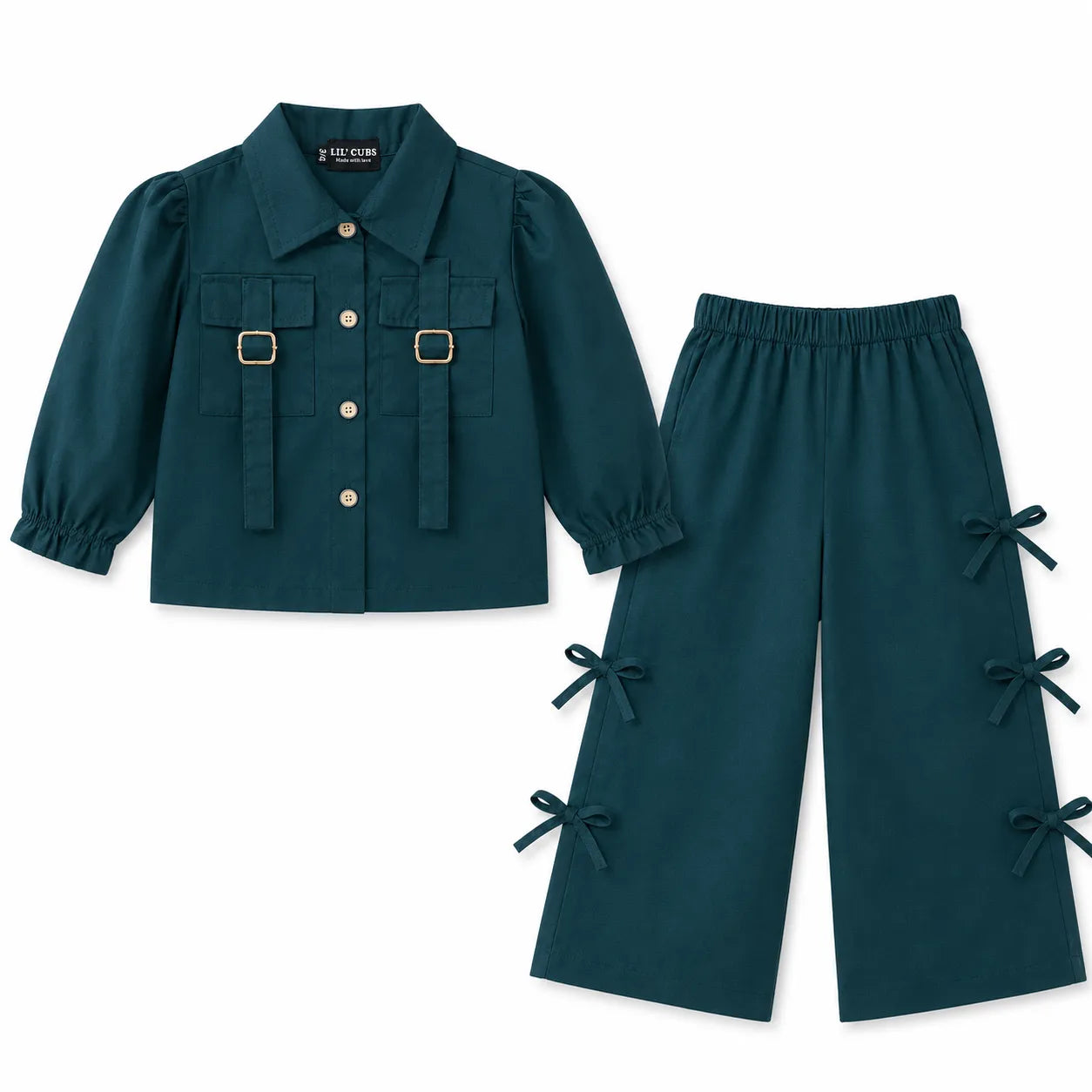 Girls Dark Green Cotton Coord Set (2 Piece) - Age 2 - 10 Years