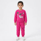 Girls Dark Pink Deer & Floral Winter Coord Set (2 Piece) - Size 1 - 12 Years
