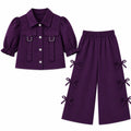 Girls Dark Purple Cotton Coord Set (2 Piece) - Age 2 - 10 Years