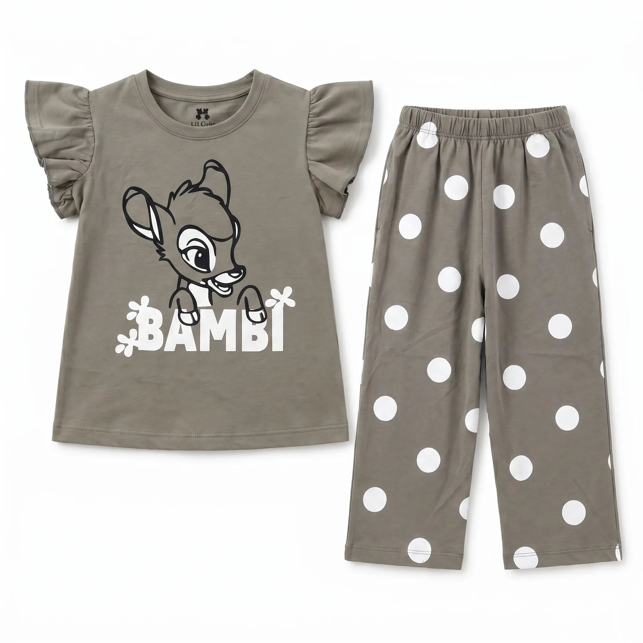 Girls Dust Grey Bambi Summer Coord Set (2 Piece) - Age 1 - 12 Years