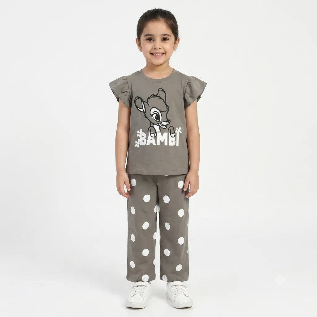 Girls Dust Grey Bambi Summer Coord Set (2 Piece) - Age 1 - 12 Years
