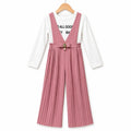 Girls Dust Rose All Good Print Dangri Jumpsuit – 2 Piece (Size 4 - 10 Years)