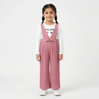 Girls Dust Rose All Good Print Dangri Jumpsuit – 2 Piece (Size 4 - 10 Years)