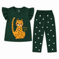 Girls Green Cat Summer Coord Set (2 Piece) - Age 1 - 12 Years