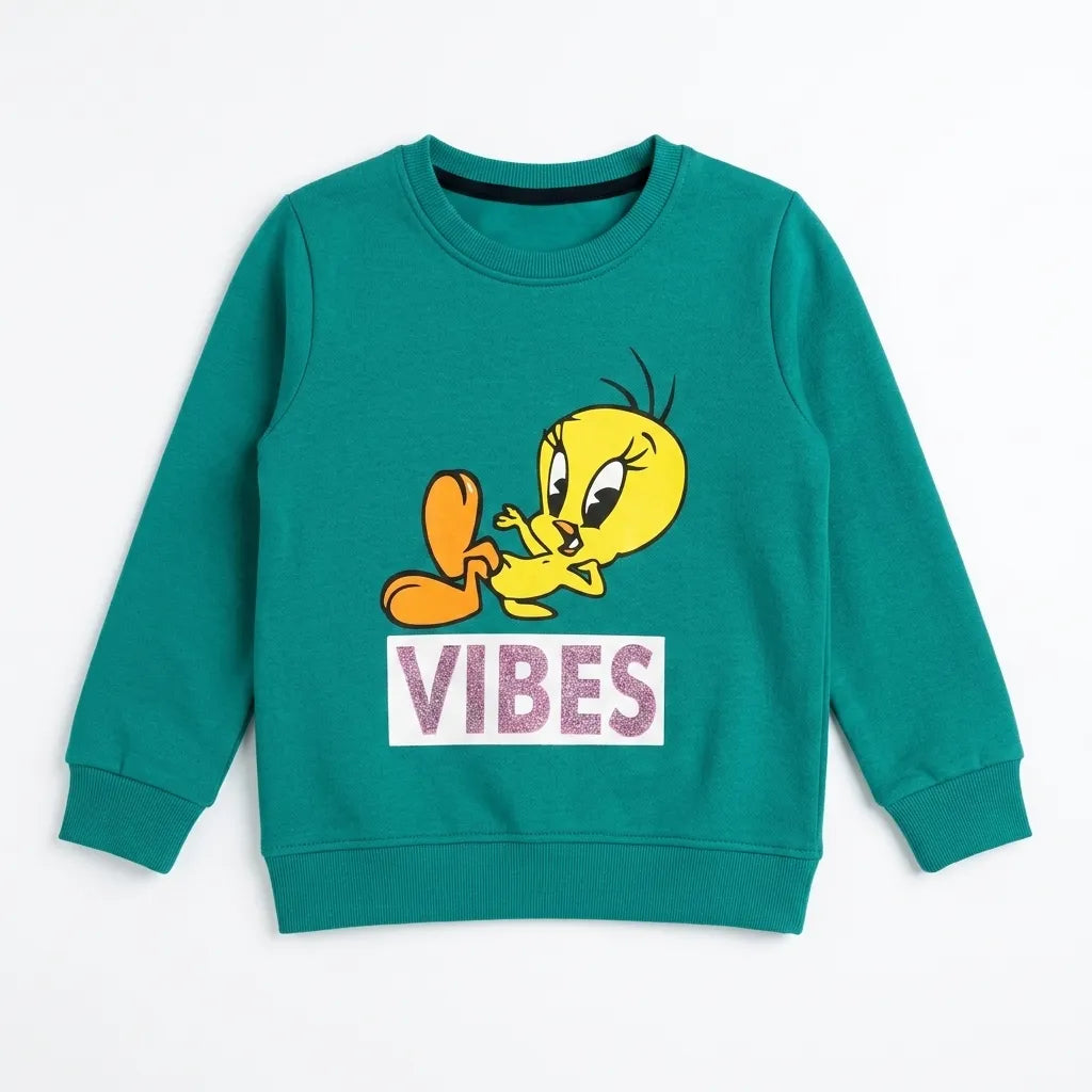 Girls Green Vibes Winter Sweatshirt (Size 9 Months - 12 Years)