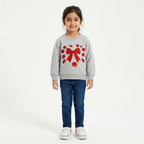 Girls Grey Bow Winter Sweatshirt (Size 9 Months - 12 Years)