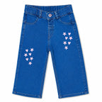 Girls Light Blue Denim Jeans with Star Embroidery (Size 2 - 10 Years)