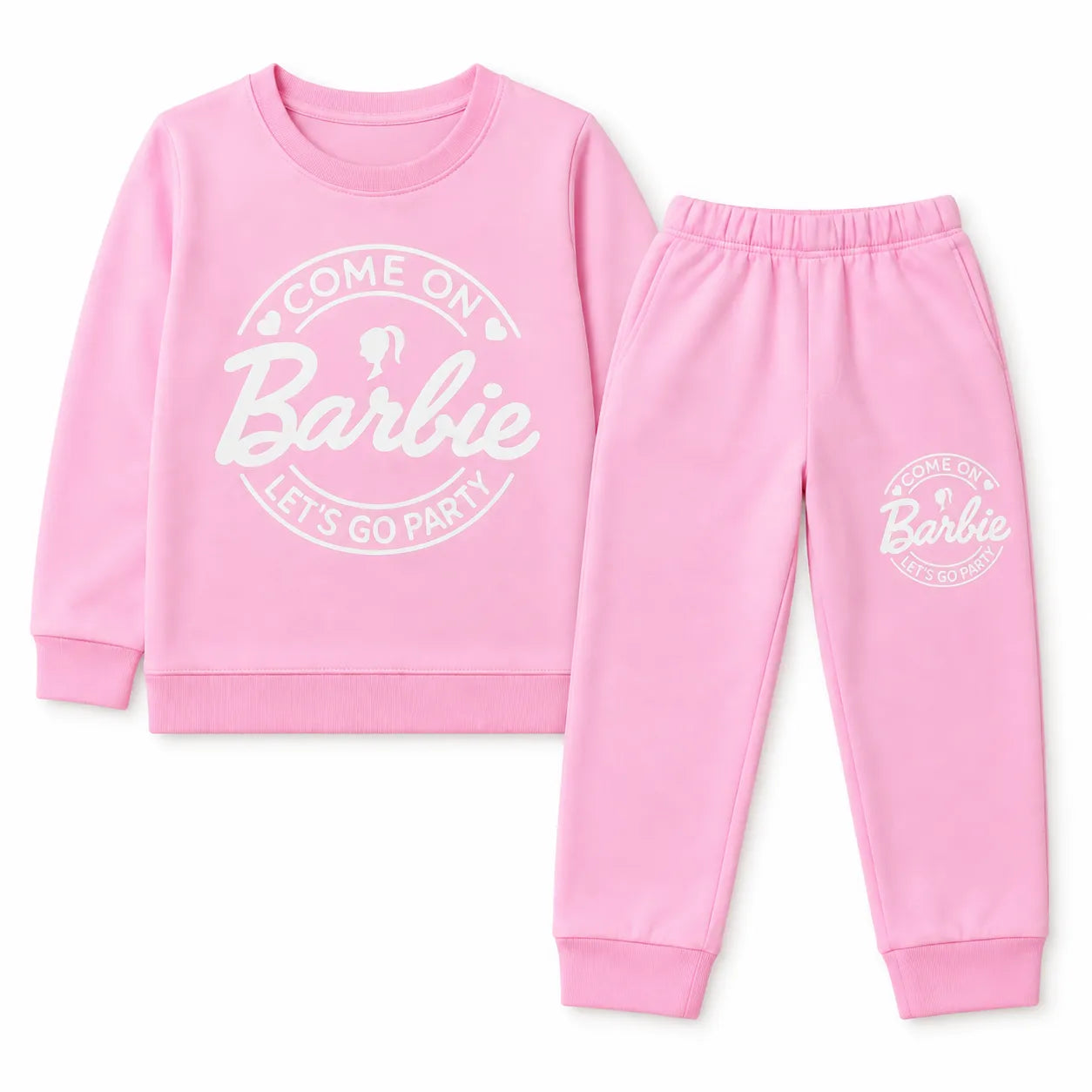 Girls Light Pink Barbie Winter Coord Set (2 Piece) - Size 1 - 3 Years