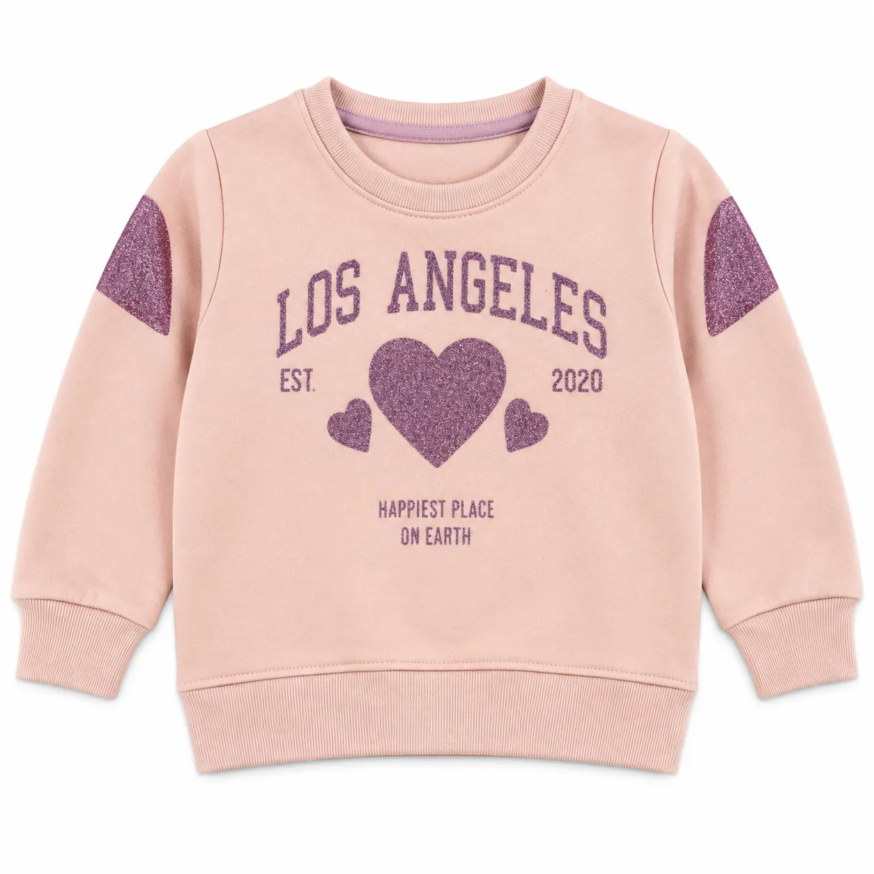 Girls Light Pink Los Angeles & Hearts Winter Sweatshirt (Size 9 Months - 12 Years)