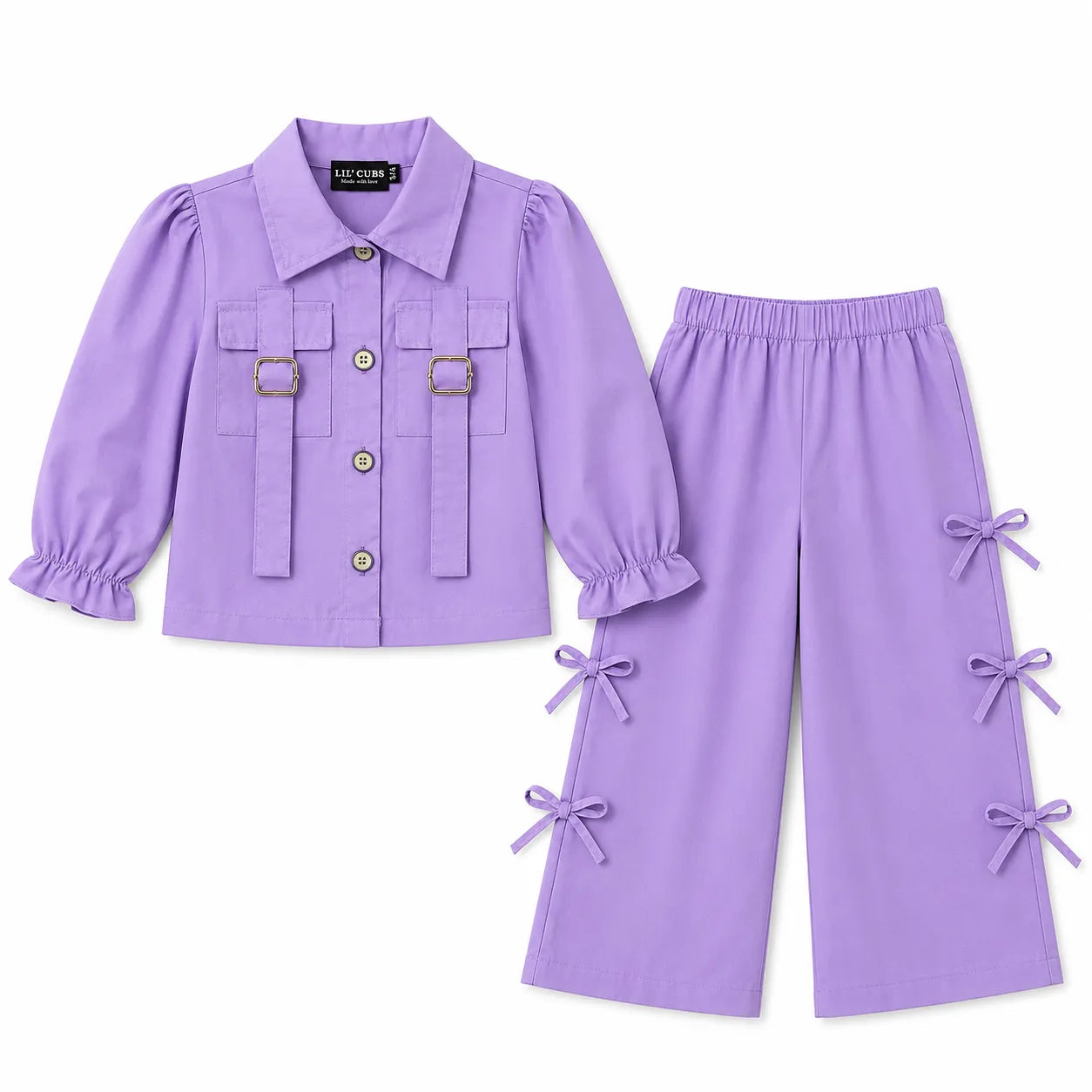 Girls Light Purple Cotton Coord Set (2 Piece) - Age 2 - 10 Years