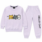 Girls Light Purple Hello Cat Winter Coord Set (2 Piece) - Size 1 - 12 Years