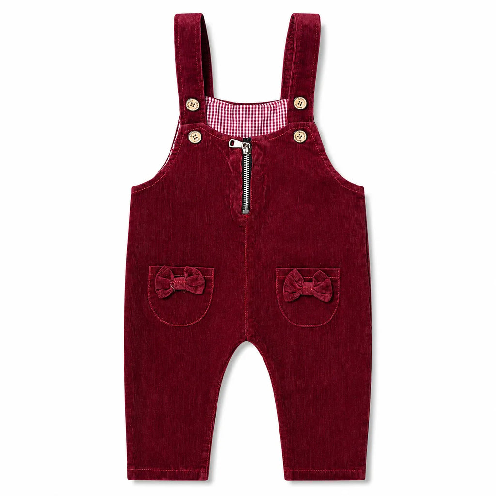 Girls Maroon Corduroy Dangri (Size 2-5 Years)