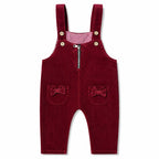 Girls Maroon Corduroy Dangri (Size 2-5 Years)