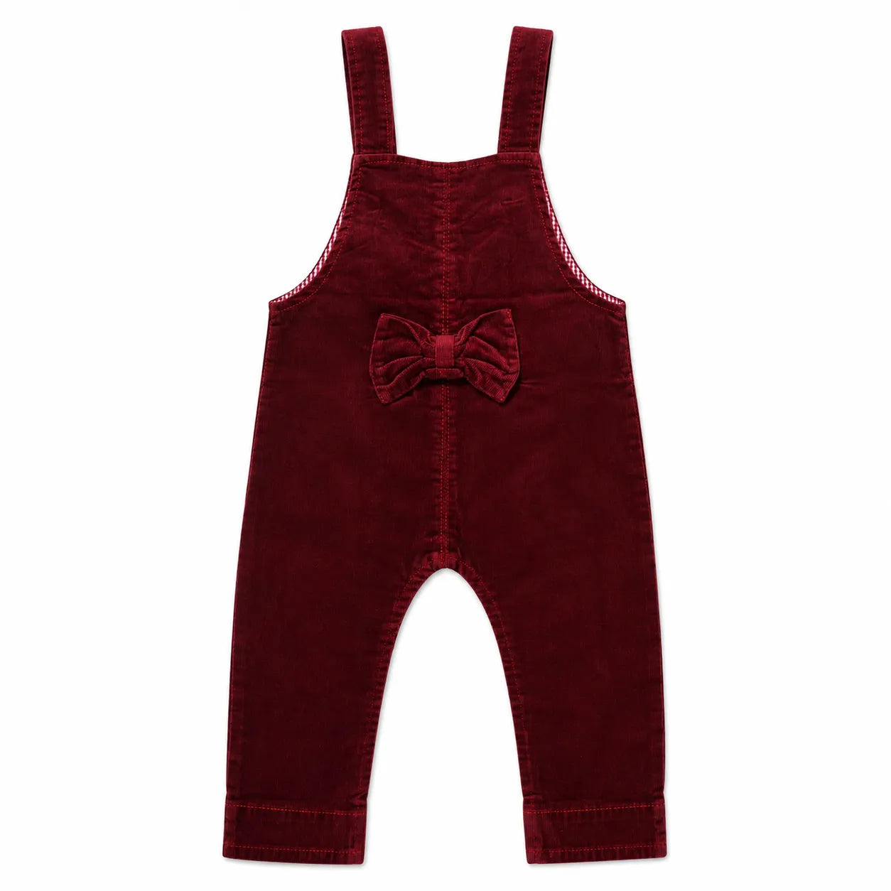 Girls Maroon Corduroy Dangri (Size 2-5 Years)