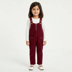 Girls Maroon Corduroy Dangri (Size 2-5 Years)