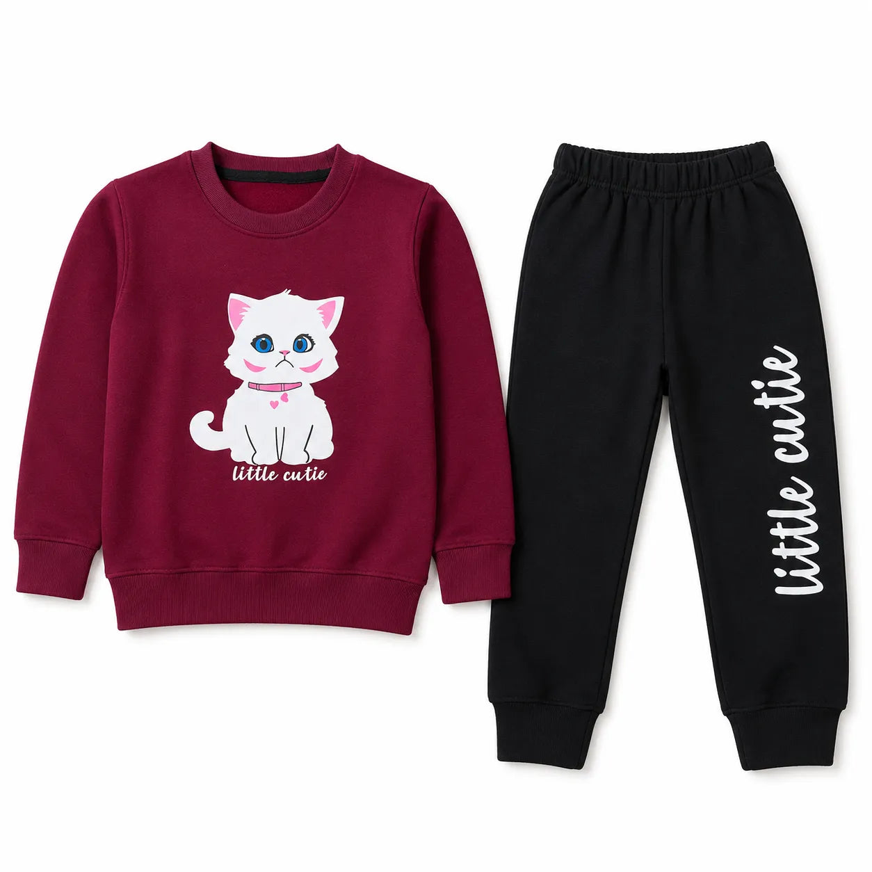 Girls Maroon Little Cutie Print Winter Coord Set (2 Piece) Size 1 - 12 Years