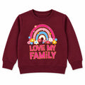 Girls Maroon Love My Family Winter Sweatshirt (Size 9 Months - 12 Years)
