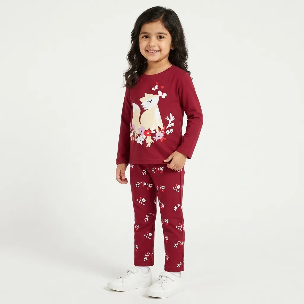 Girls Maroon Squirrel Summer Coord Set (2 Piece) - Size 1 - 12 Years
