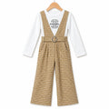 Girls Mustard CHANEL Check Print Dangri Jumpsuit – 2 Piece (Size 4 - 10 Years)