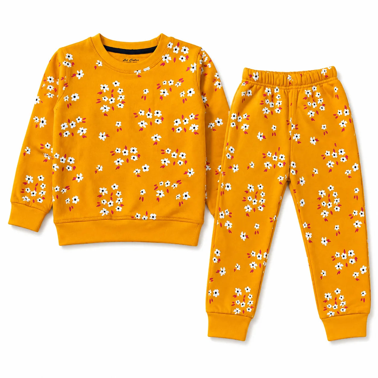 Girls Mustard Floral Winter Coord Set (2 Piece) - Size 1 - 12 Years