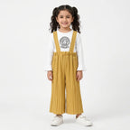 Girls Mustard VERCASE Print Dangri Jumpsuit – 2 Piece (Size 4 - 10 Years)