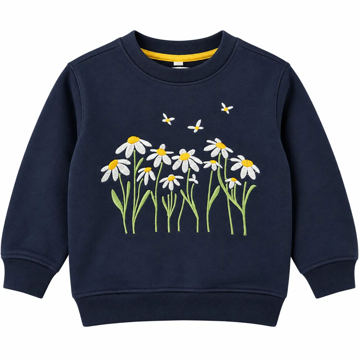 Girls Navy Blue Floral Winter Sweatshirt (Size 9 Months - 12 Years)